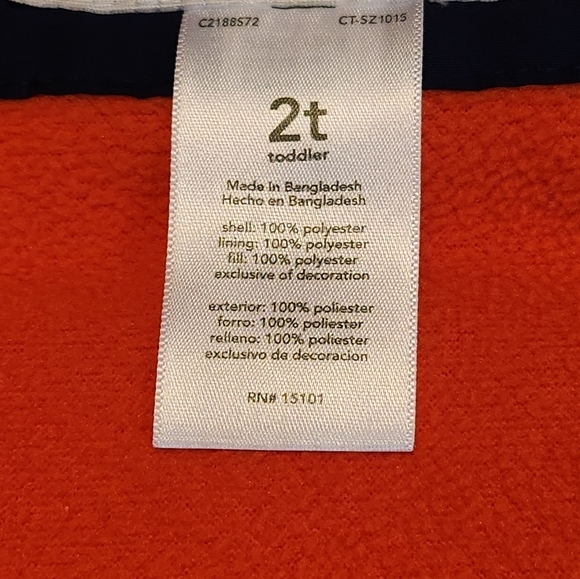 Carter's Toddler Boy Blue And Orange Hooded Quilted Puffer Winter Jacket Size 2T - Picture 9 of 10